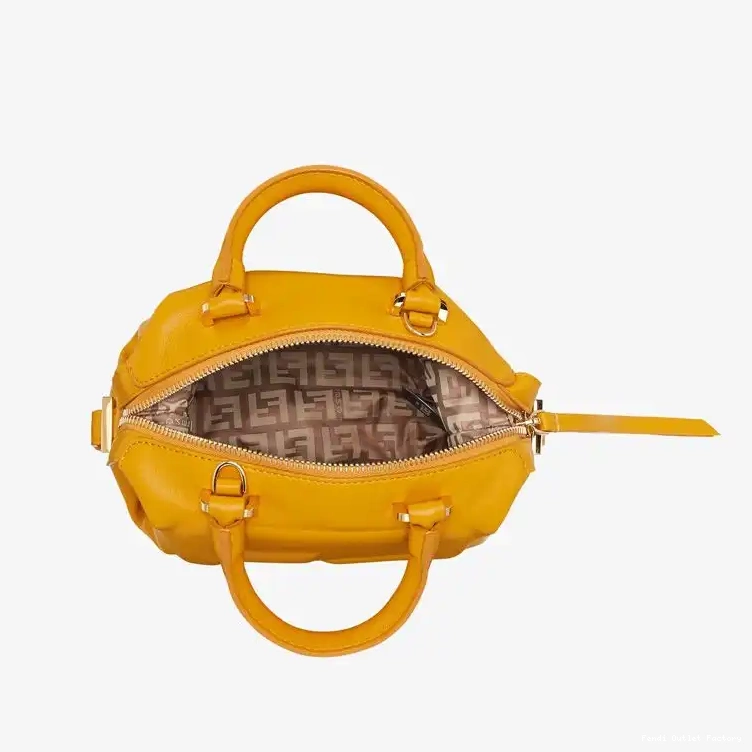 Vintage HOT Yellow Nappa In Fendi Cube FF Bag Leather Mini 0614